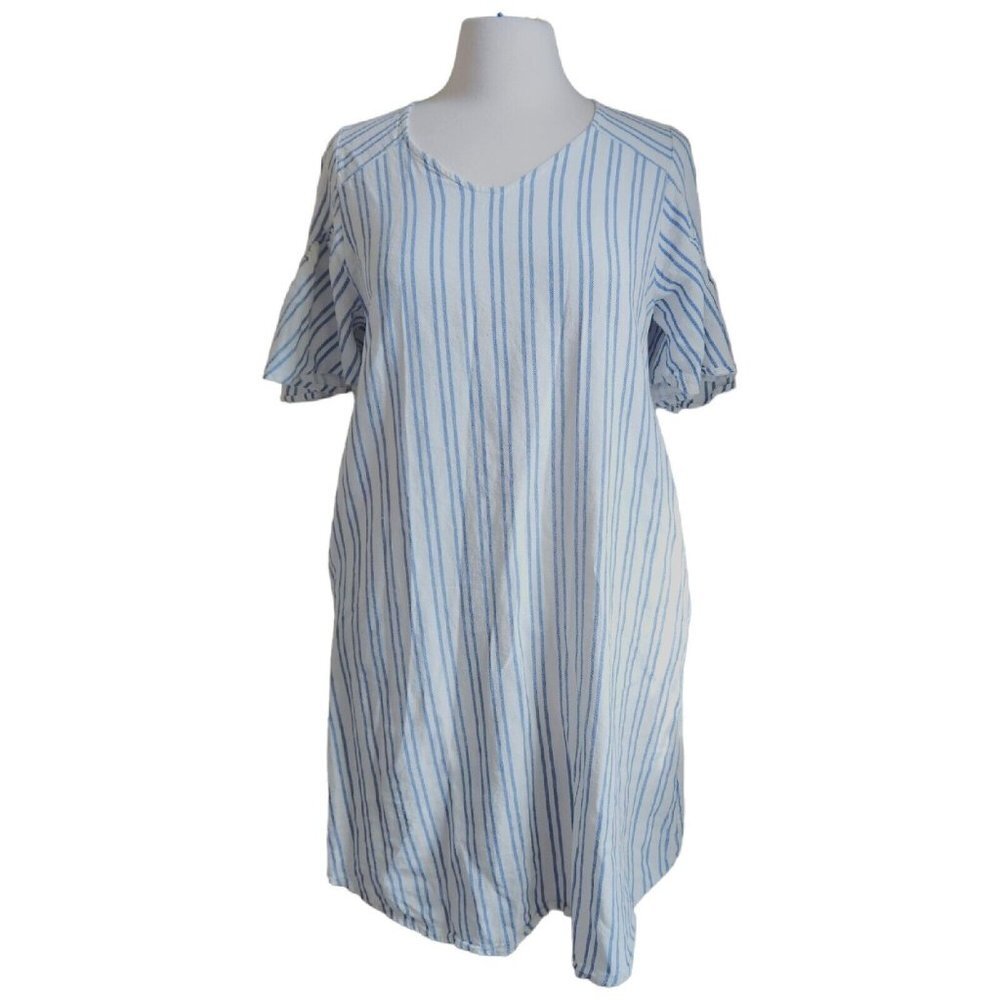 Roolee Lagenlook Dress Women Small Knee Length Blend Linen Pockets Oversized